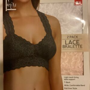 2 Pack Lace Bralette - Pink and Cream